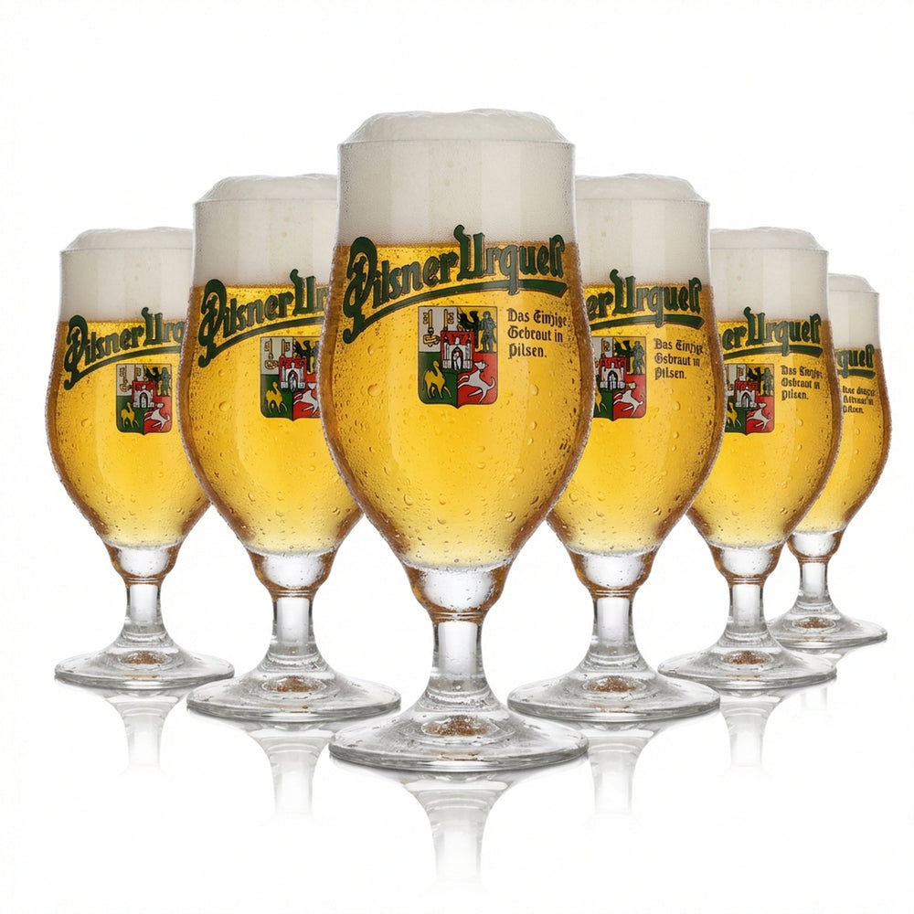 6x szklanka Pilsner Urquell 0,2 l, kieliszek do piwa Pilstulpe, oryginalny zestaw szklanek Pilsen, browar