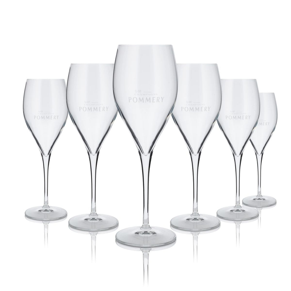 6x Pommery Glass 0,3l Champagne Secco Flute Goblet Glasses Set Gastro