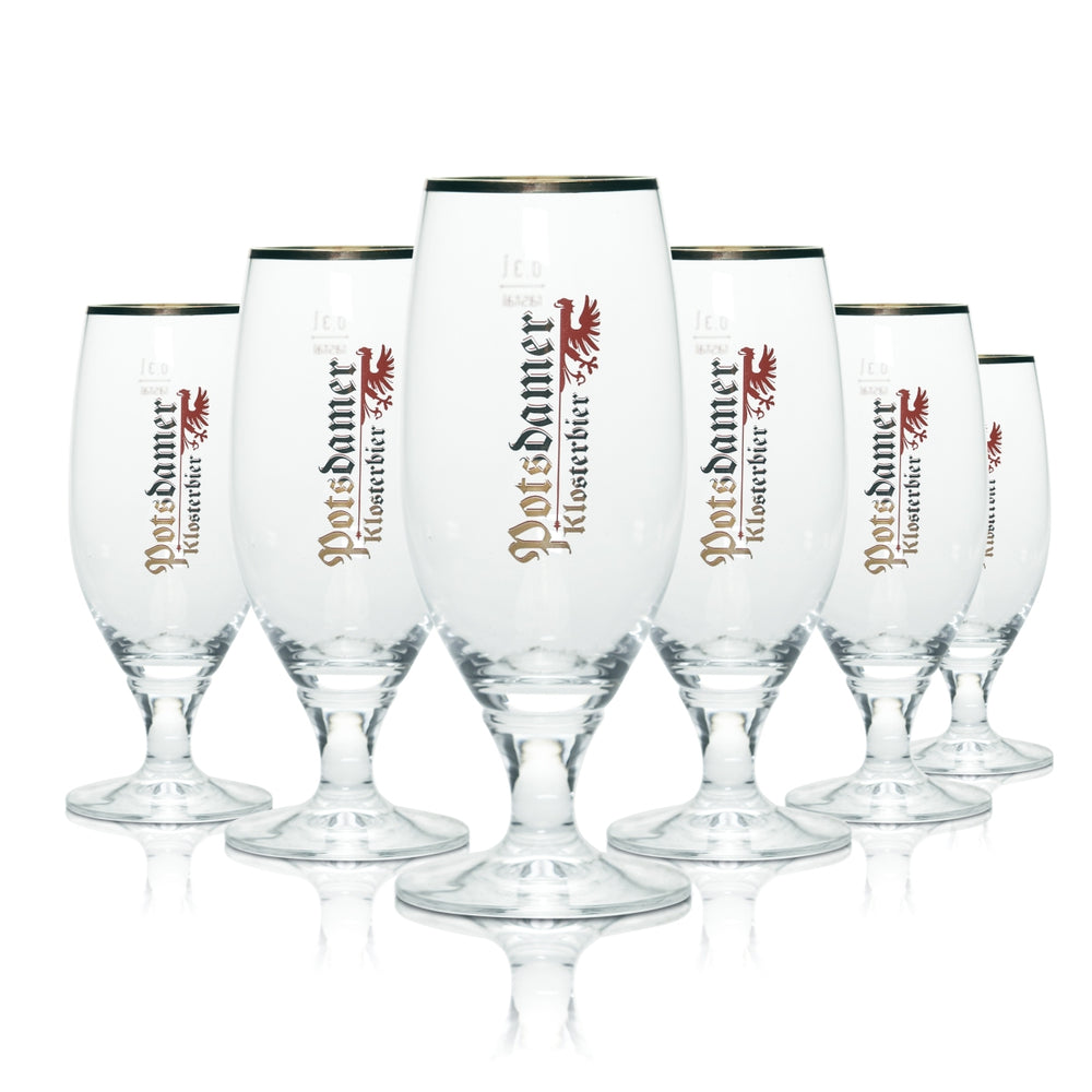 6x Szklanka do piwa Potsdamer Klosterbier 0.3l Szklanki do piwa Pils tulipan ze złotym brzegiem Gastro