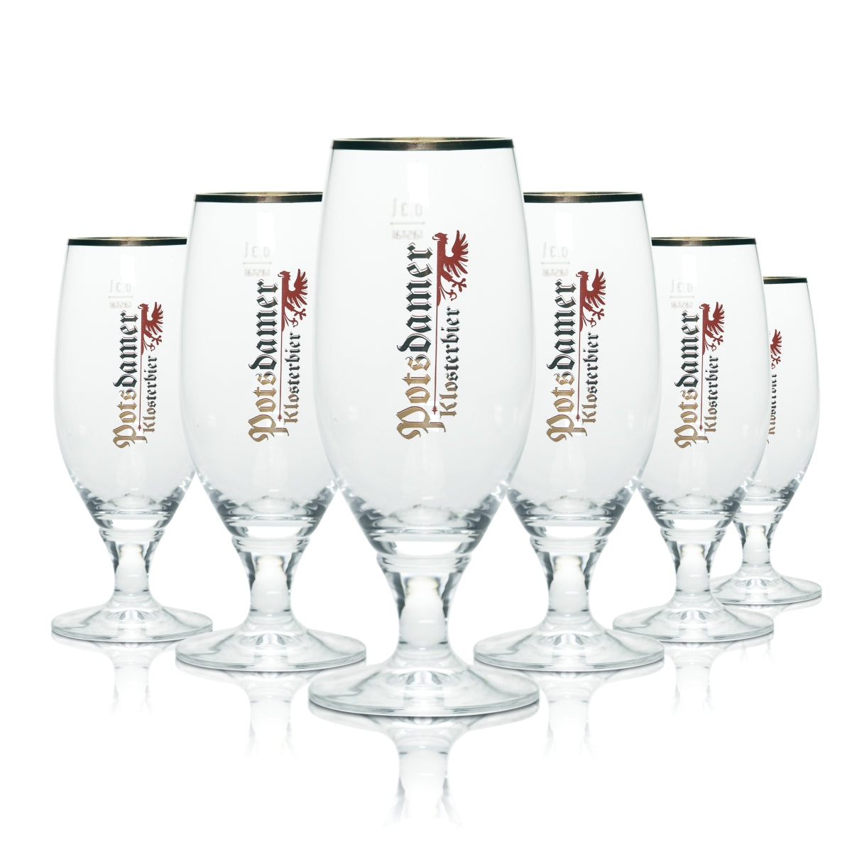 6x Szklanka do piwa Potsdamer Klosterbier 0.3l Szklanki do piwa Pils tulipan ze złotym brzegiem Gastro