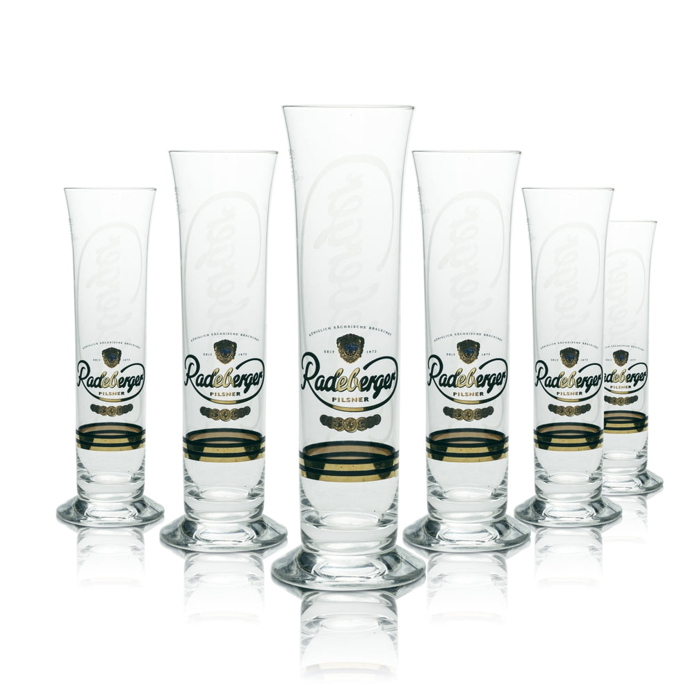 6x Radeberger Beer Glass 0,25l Goblet Logo Scene Glasses Tulip Pilsener Gastro Bar