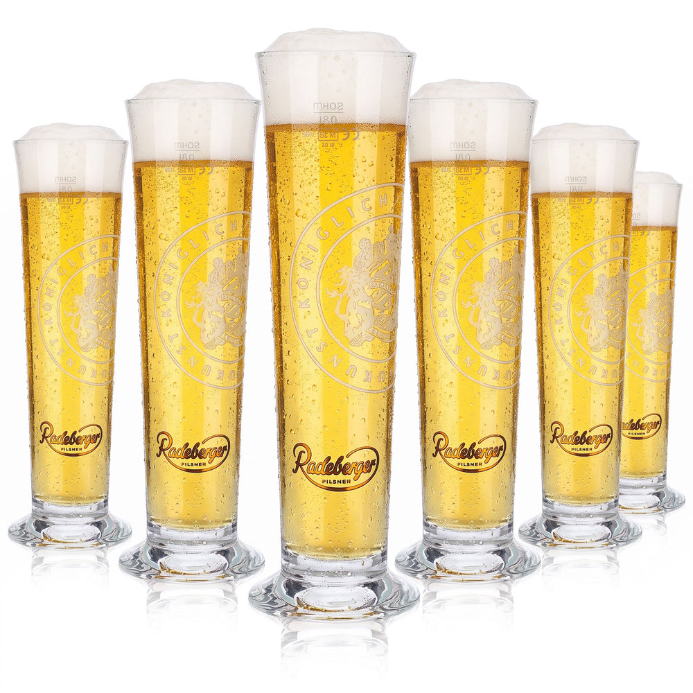 6 szklanek do piwa Radeberger 0,3 l, puchar Sahm – Królewska saksońska sztuka piwowarska (zestaw 6 sztuk)