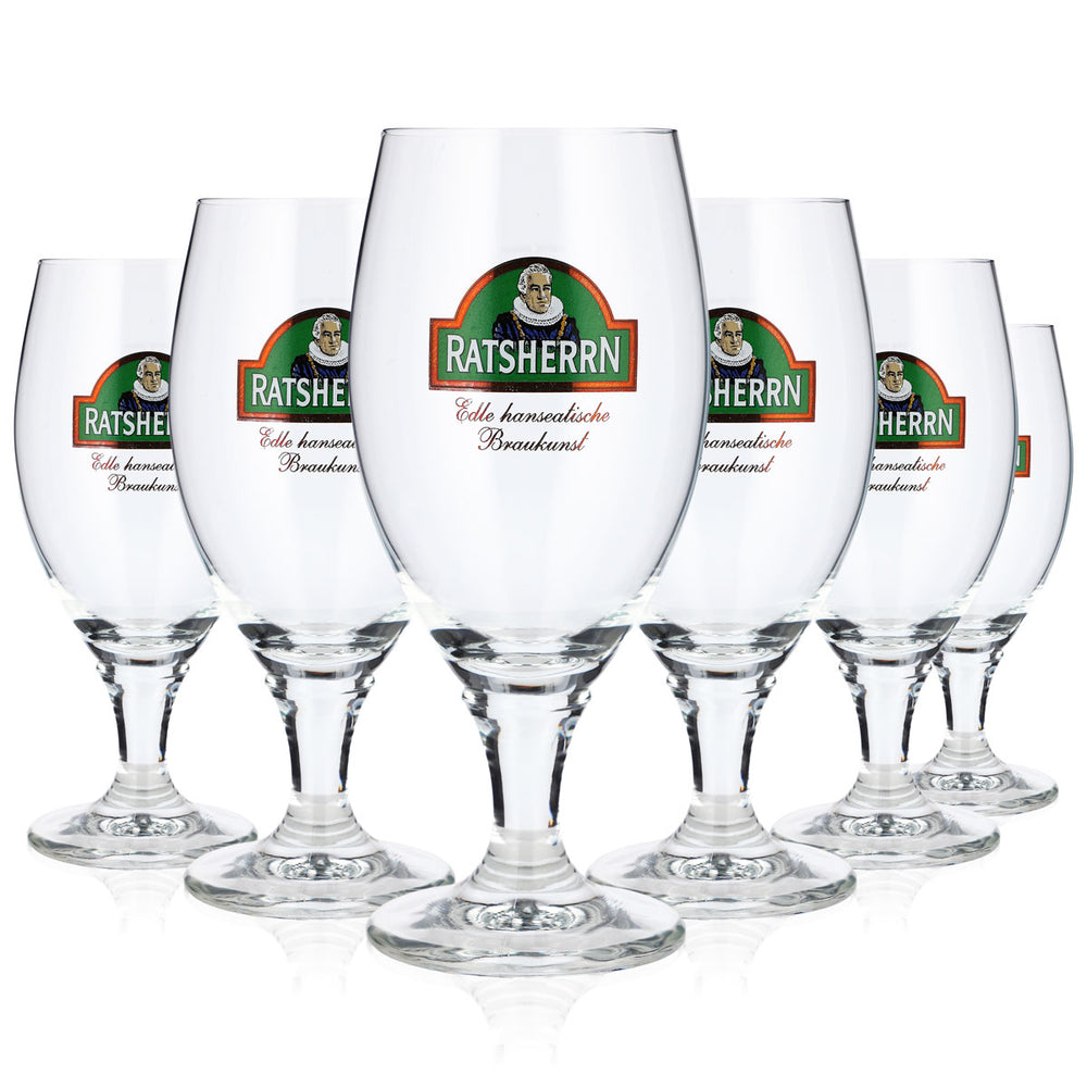 6 szklanek do piwa „Ratsherrn” o pojemności 0,25 l, szklanki typu tulpa, Deister Ritzenhoff, pint (zestaw 6 sztuk)
