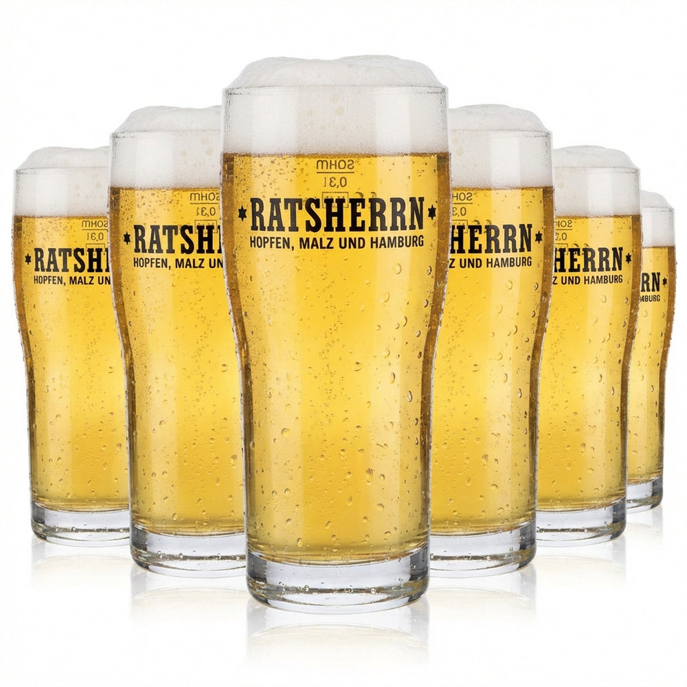 6x szklanka do piwa Ratsherrn Pils 0,3 l Szklanki do piwa „Brewhouse” Ekskluzywne kubki