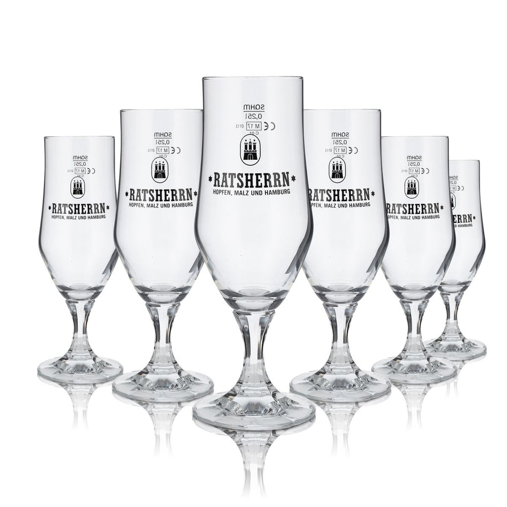 6x Ratsherrn Pils Szklanka do piwa Szklanki Ekskluzywny puchar 0,25 l Hammerburg