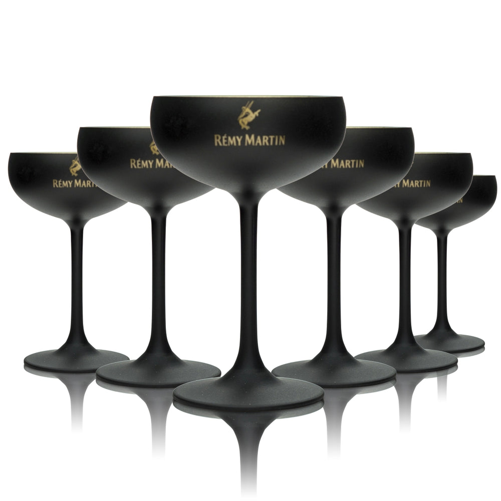 6 szklanych kieliszków do koniaku Remy Martin czarny mat 0,1l Coupette Martini