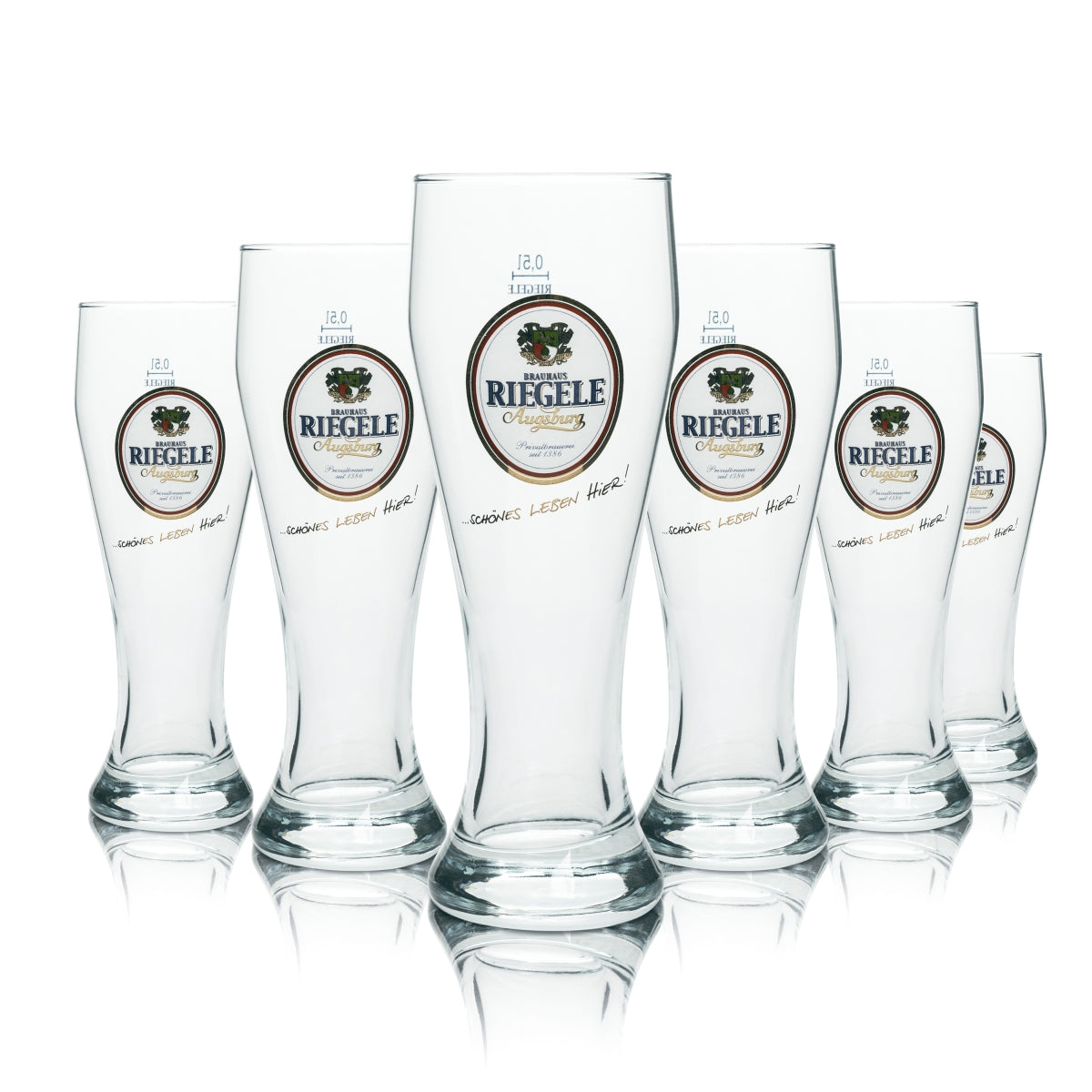 6x Szklanka do piwa Riegele 0,5l szklanki do piwa pszenicznego Hefe Weizen Browar Augsburg Beer Bar