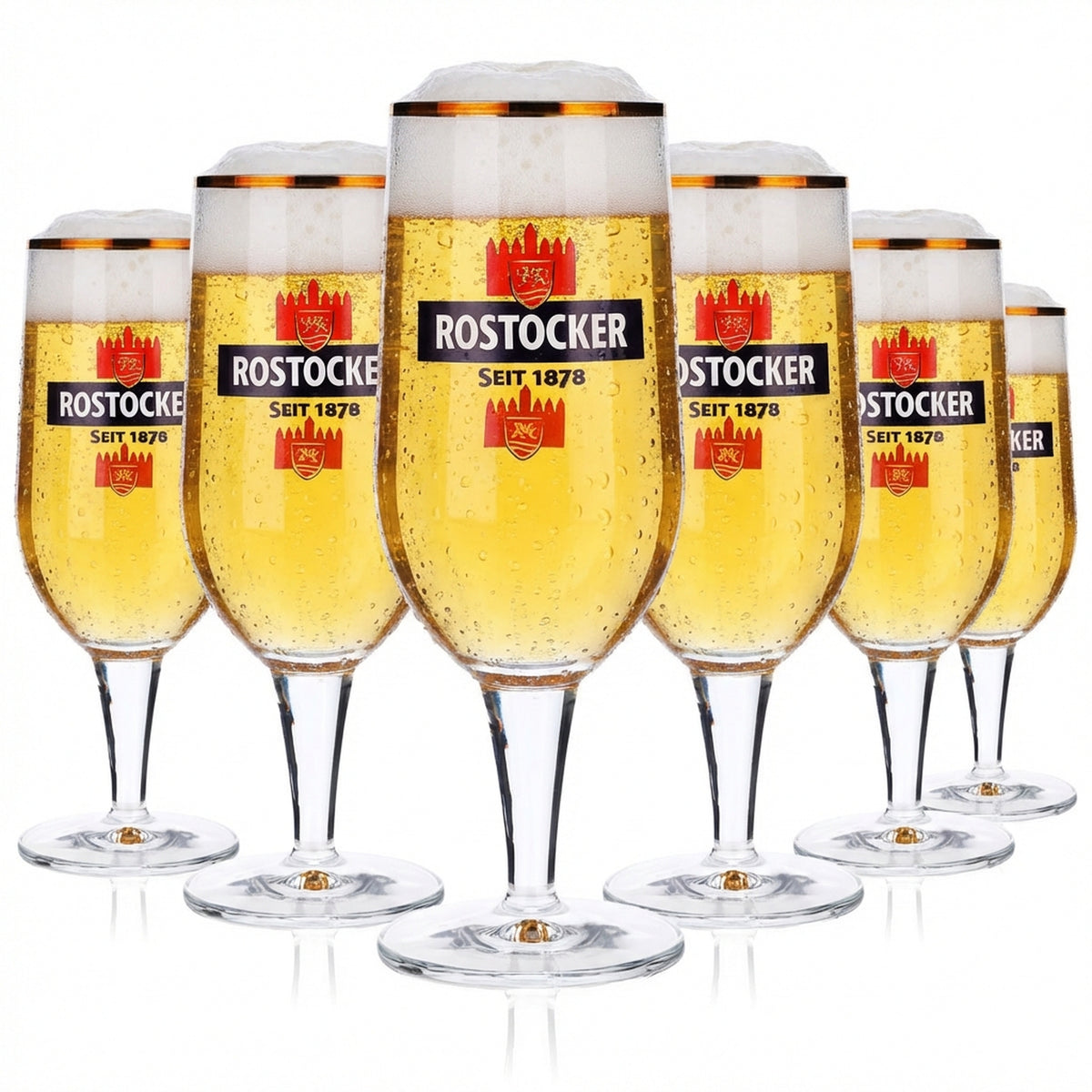 6x szklanki do piwa Rostocker 0,3 l, szklanki z złotym brzegiem Sahm Moritz