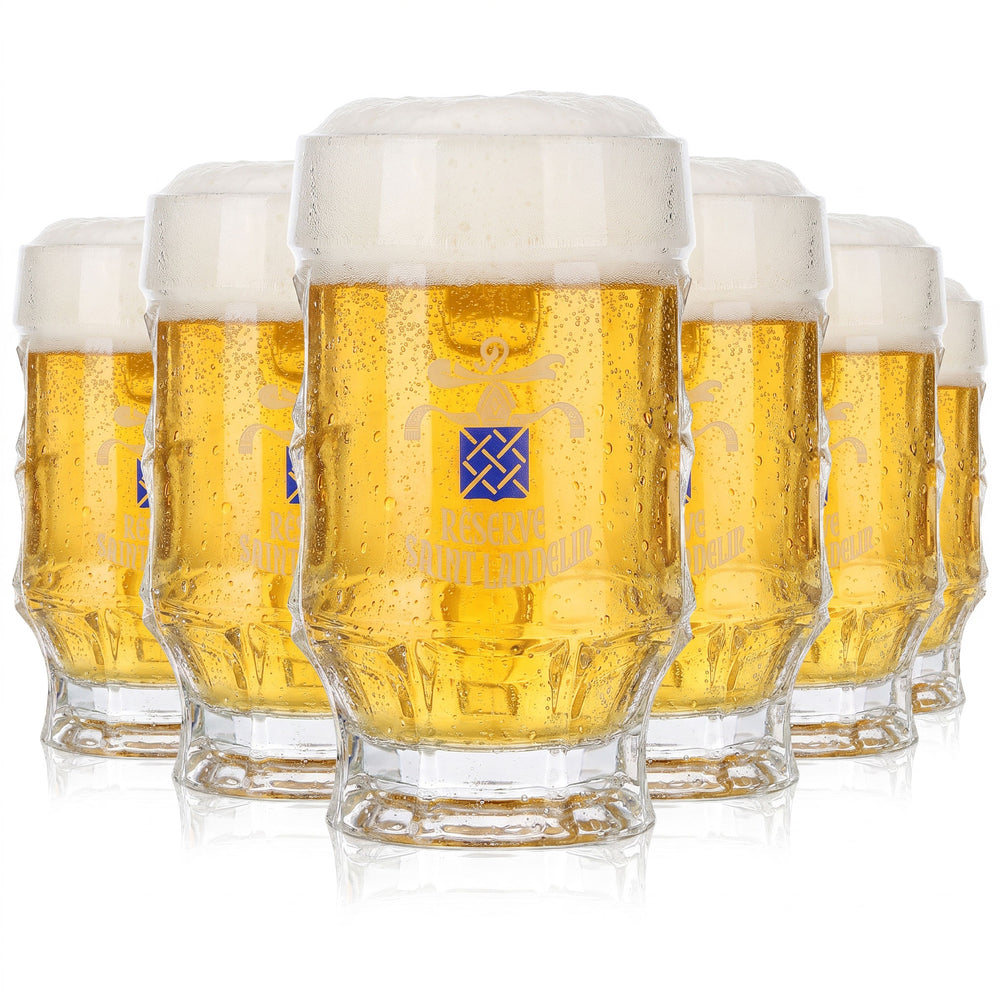 6 szklanek do piwa Saint Landelin o pojemności 0,25 l, dzbanek, biały napis (zestaw 6 sztuk)