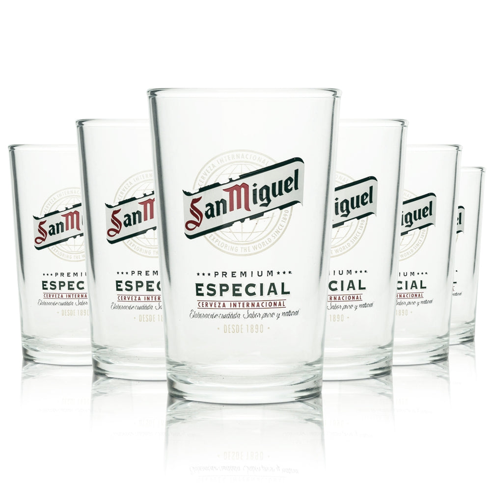 6x San Miguel Beer Glass 0,2l Mug Especial Beer Glasses Espresso Cervaza Tumbler