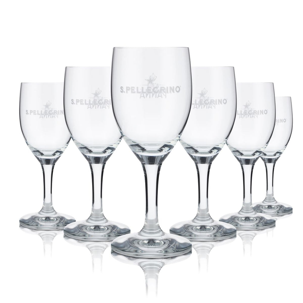 6x szklanki San Pellegrino 0,21 l Zestaw kieliszków Acqua Panna Woda mineralna gazowana
