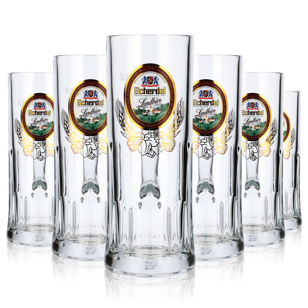 6x Szklanka do piwa Scherdel Bierseidel 0,5 l Krug złote zdobienia Relief