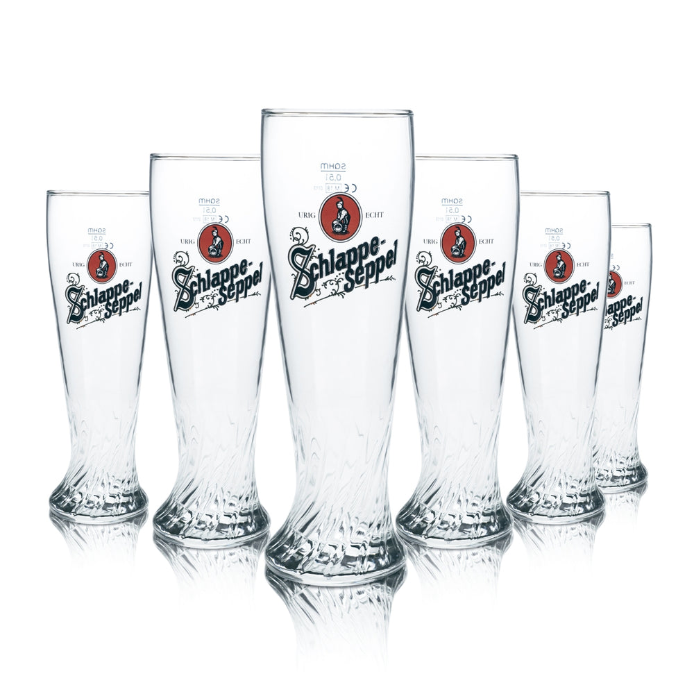 6x Schlappeseppel szklanka do piwa 0.5l Hefe Weizen piwo pszeniczne szklanki konturowe Gastro Bräu