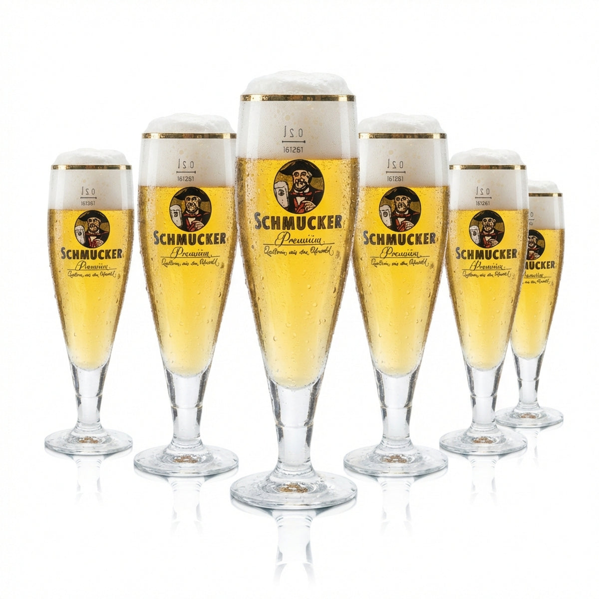 6x Schmucker Beer Glass 0.2l Goblet Tulip Gold Rim Premium Pilsner Glasses Gastro Bar