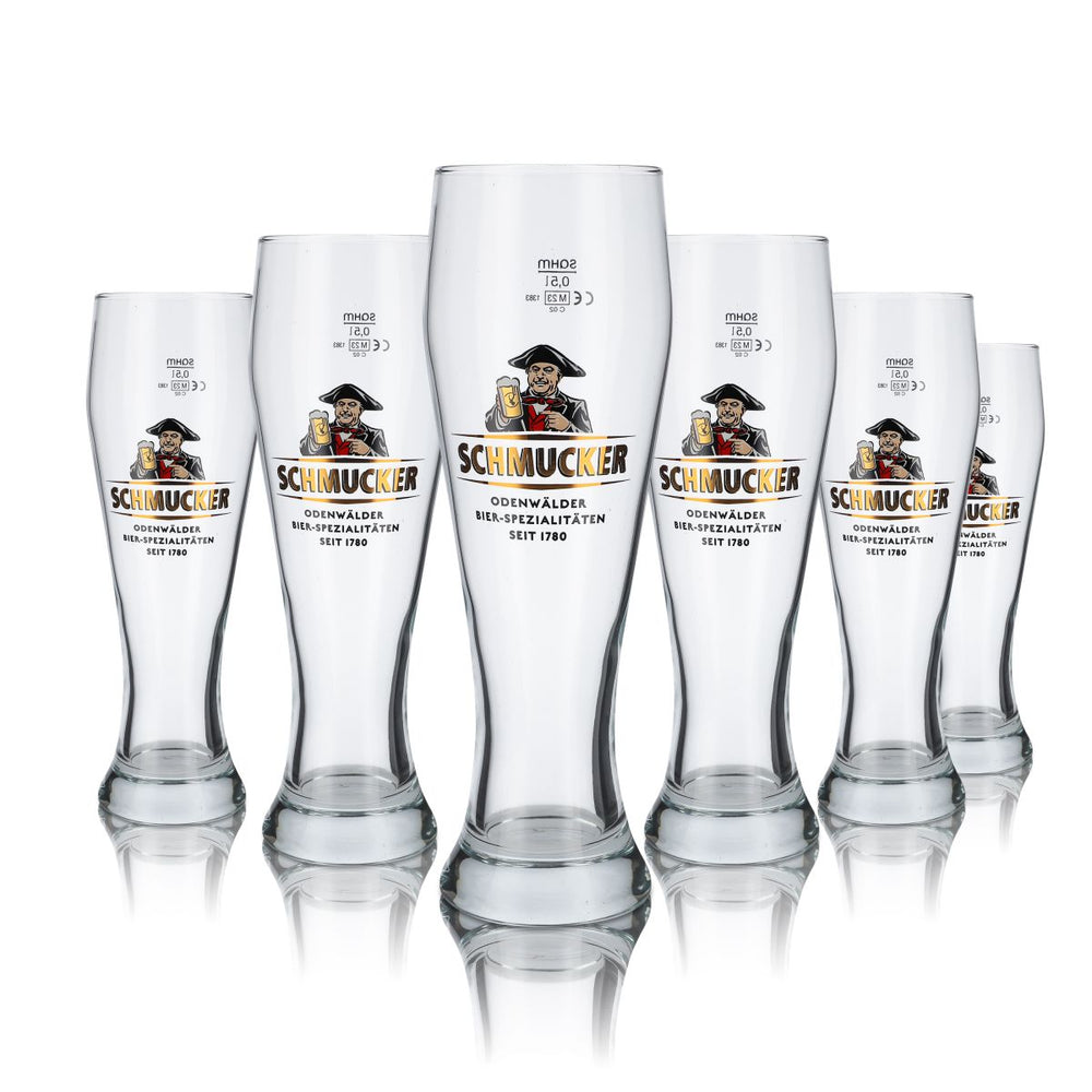 6x szklanka Schmucker 0.5l szklanka do piwa pszenicznego Hefeweizen zestaw szklanek Odenwälder Brauerei