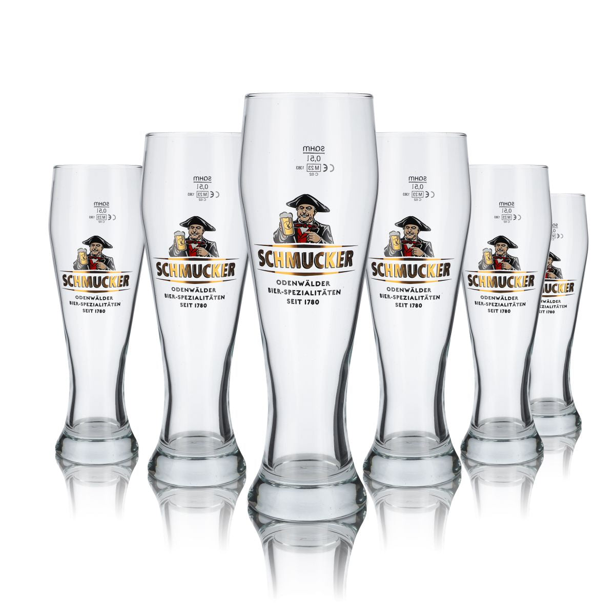 6x szklanka Schmucker 0.5l szklanka do piwa pszenicznego Hefeweizen zestaw szklanek Odenwälder Brauerei