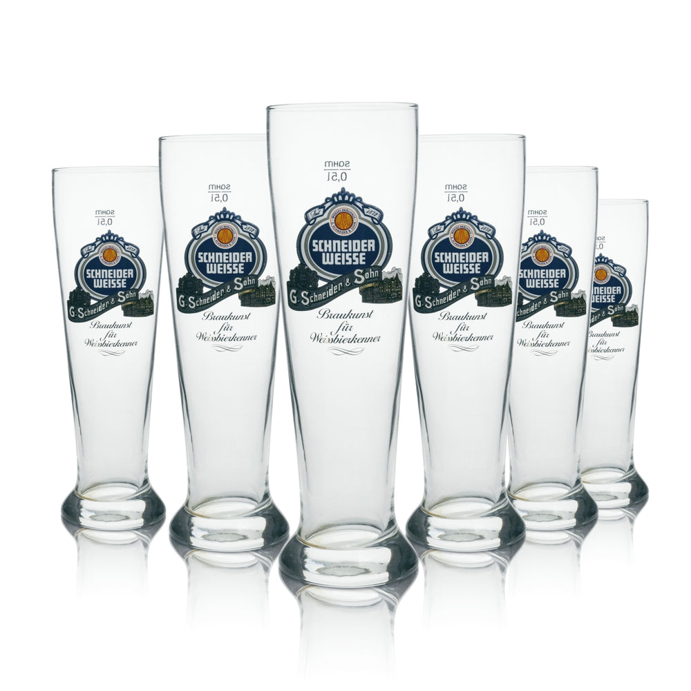 6x Schneider Weisse Bier Glas Braukunst dla koneserów piwa pszenicznego 0,5 l Sahm
