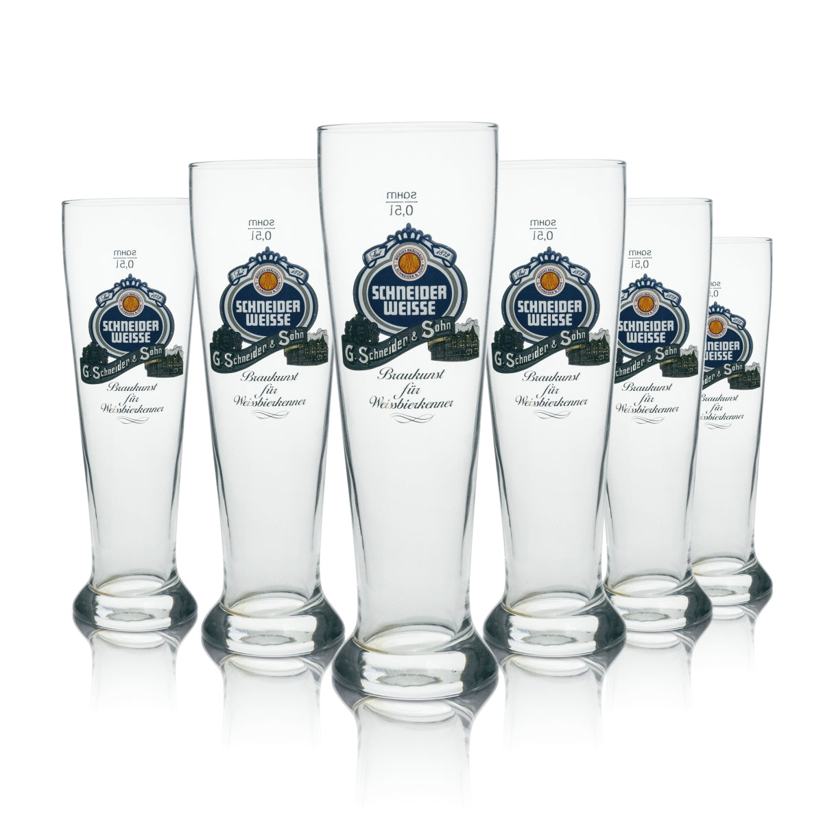 6x Schneider Weisse Bier Glas Braukunst dla koneserów piwa pszenicznego 0,5 l Sahm