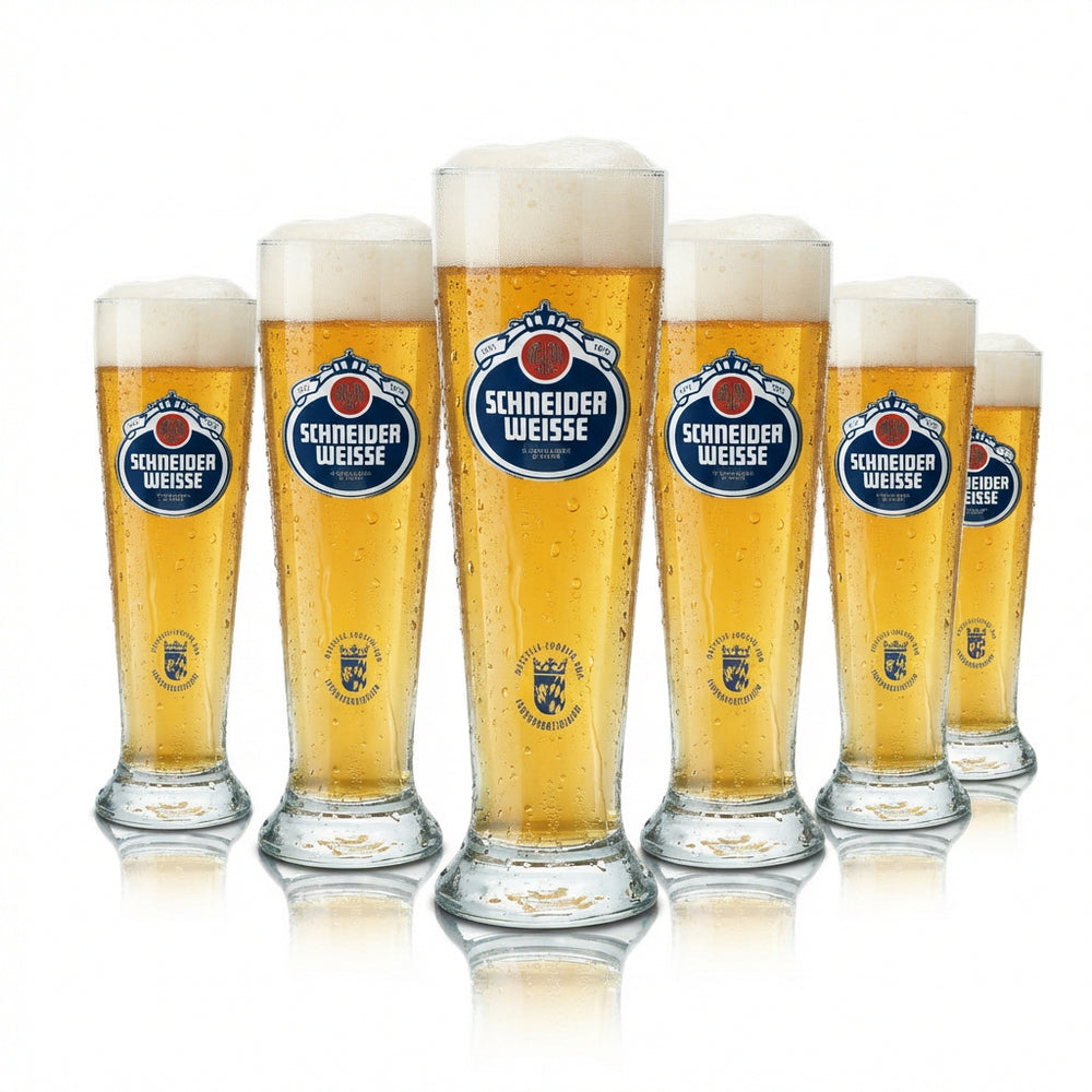 6 szklanek do piwa Schneider Weisse 0,5 l – kalibrowane, do piwa pszenicznego, gastronomia
