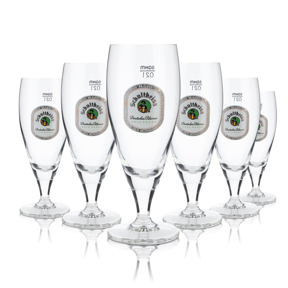 6x Schultheiss Szklanka 0,2 l Szklanki do piwa Pokal Lager Riva Niemieckie piwo typu pilsner