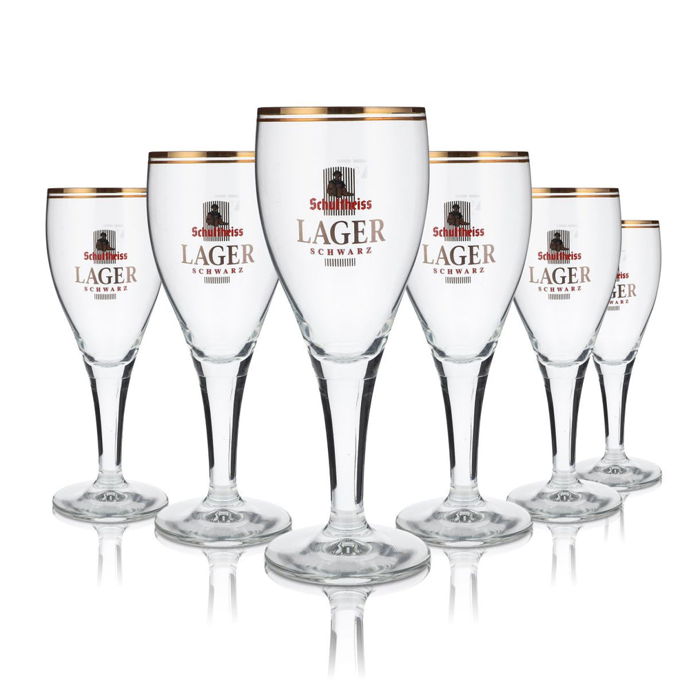 6x Schultheiss Lager Szklanka 0,3 l Szklanki do piwa Szklanka typu puchar Lager Czarna