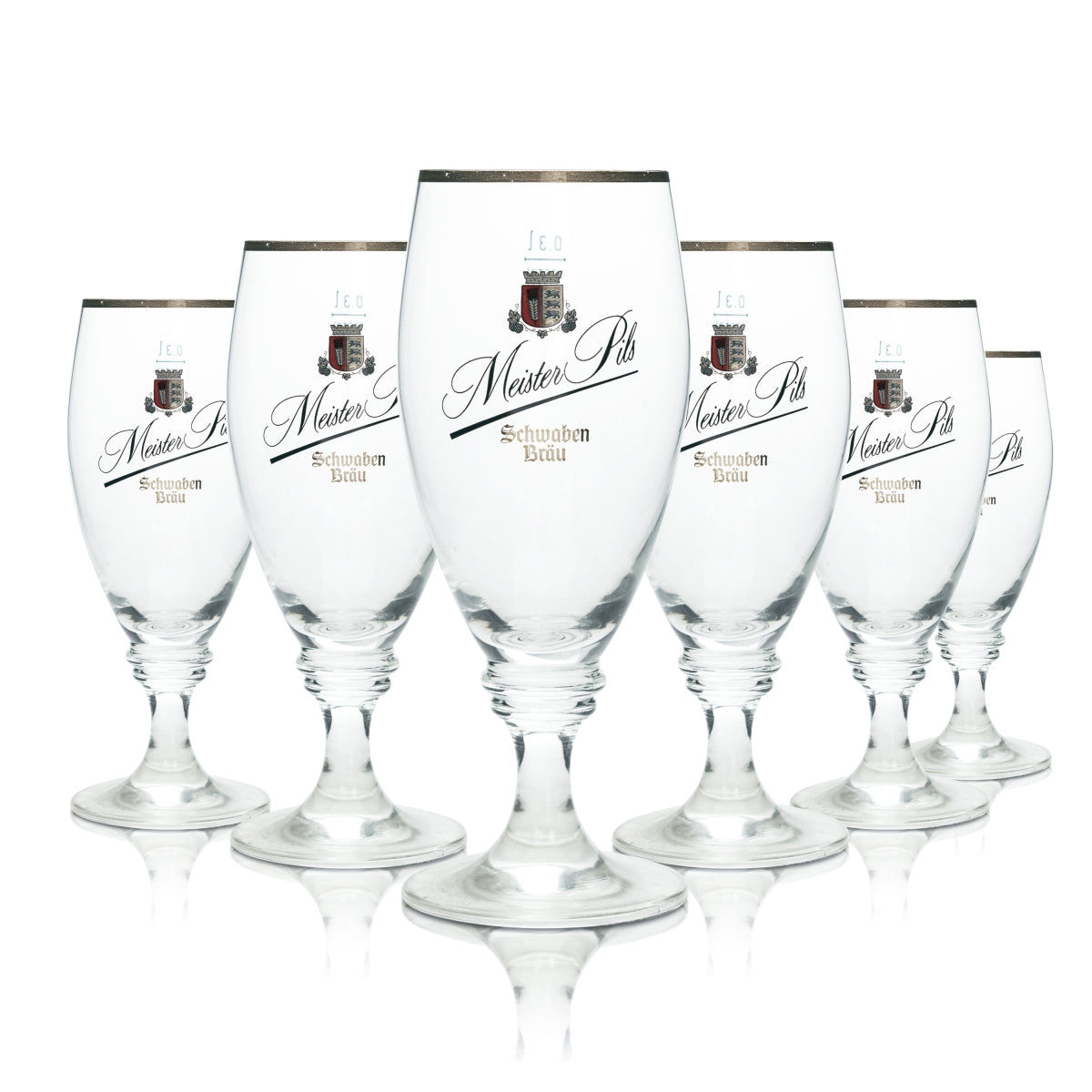 6x Szklanka do piwa Schwaben Bräu 0,3l Herb Tulip Meister Pils Szklanki do piwa Rastal goblet
