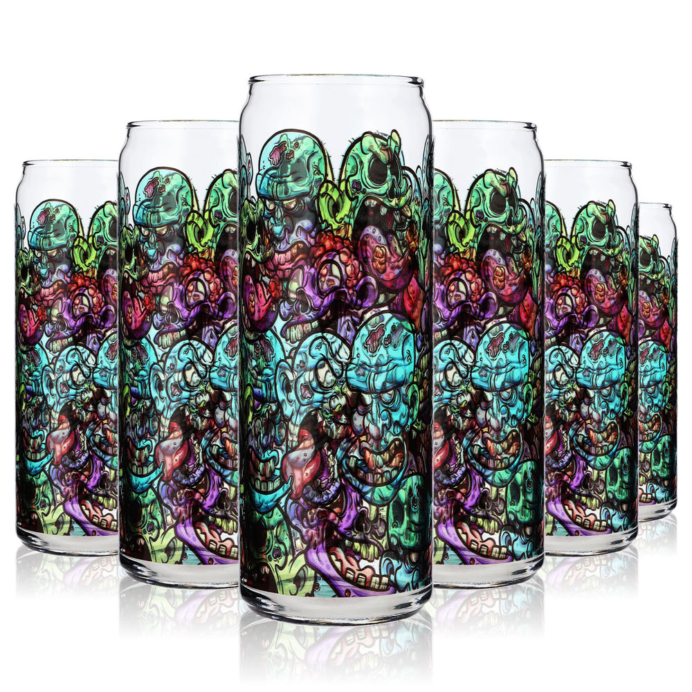 6x szklanka Sipply z motywem Halloween Doodle Zombie Icons jako nadruk UV Can Glass 370ml