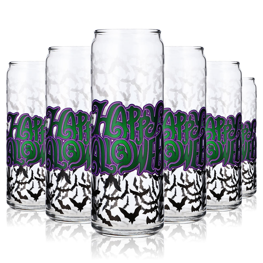 6x Szklanka Sipply z motywem Halloween Nietoperze jako nadruk UV Can Glass 370ml