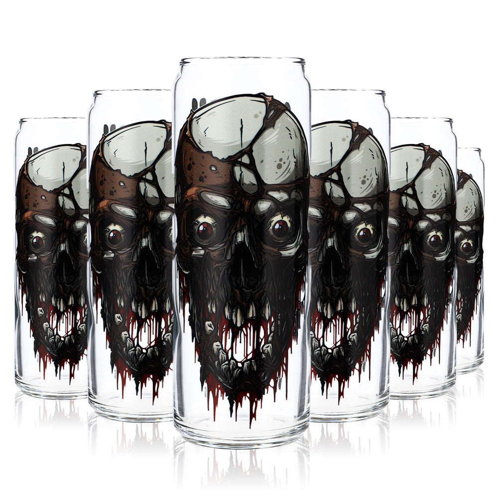 6x szklanka Sipply z motywem Halloween, Czaszka XL, nadruk UV, kształt puszki, 370 ml