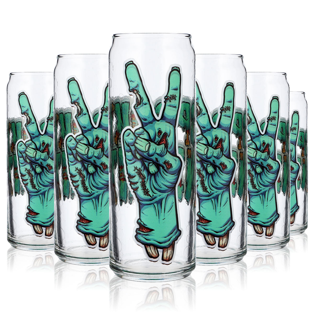 6x szklanka Sipply z motywem Halloween Zombie Hands jako nadruk UV Can Glass 370ml