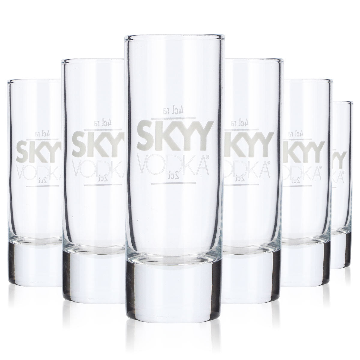 6 szt. kieliszków do wódki Skyy o pojemności 4 cl z „białym logo” – kieliszki Rastal