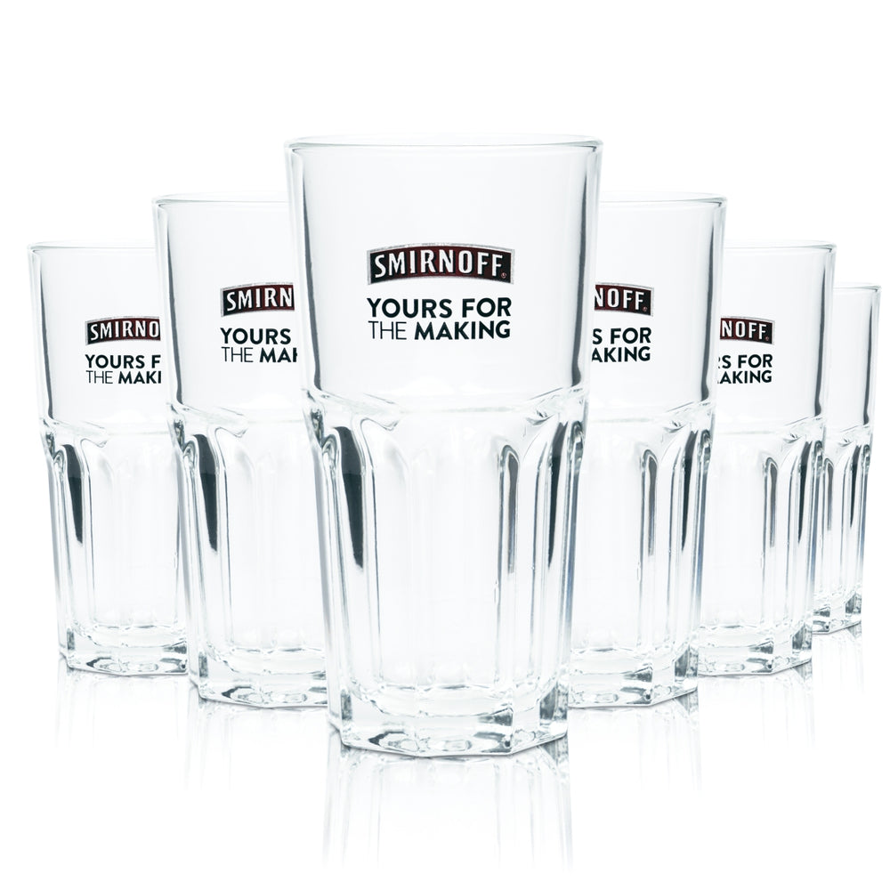 6x Smirnoff Vodka Glass 0,3l Longdrink Glass Relief Yours For The Making Glasses Bar