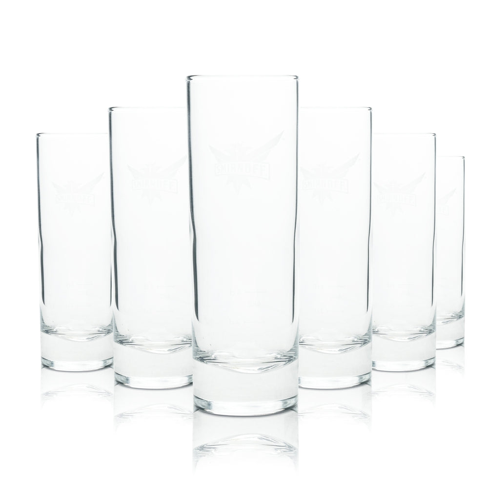6x Smirnoff Vodka Glass Longdrink cienkie kieliszki koktajlowe 2cl 4cl Oak Gastro Bar