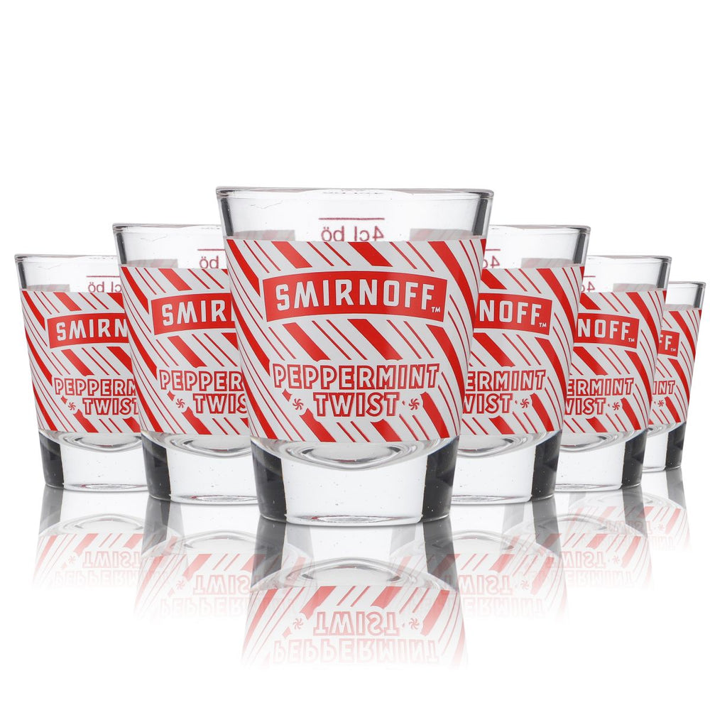 6x Smirnoff  Wódka Kieliszek Kieliszek Stamper 2 cl 4 cl „Pepermint Twist”