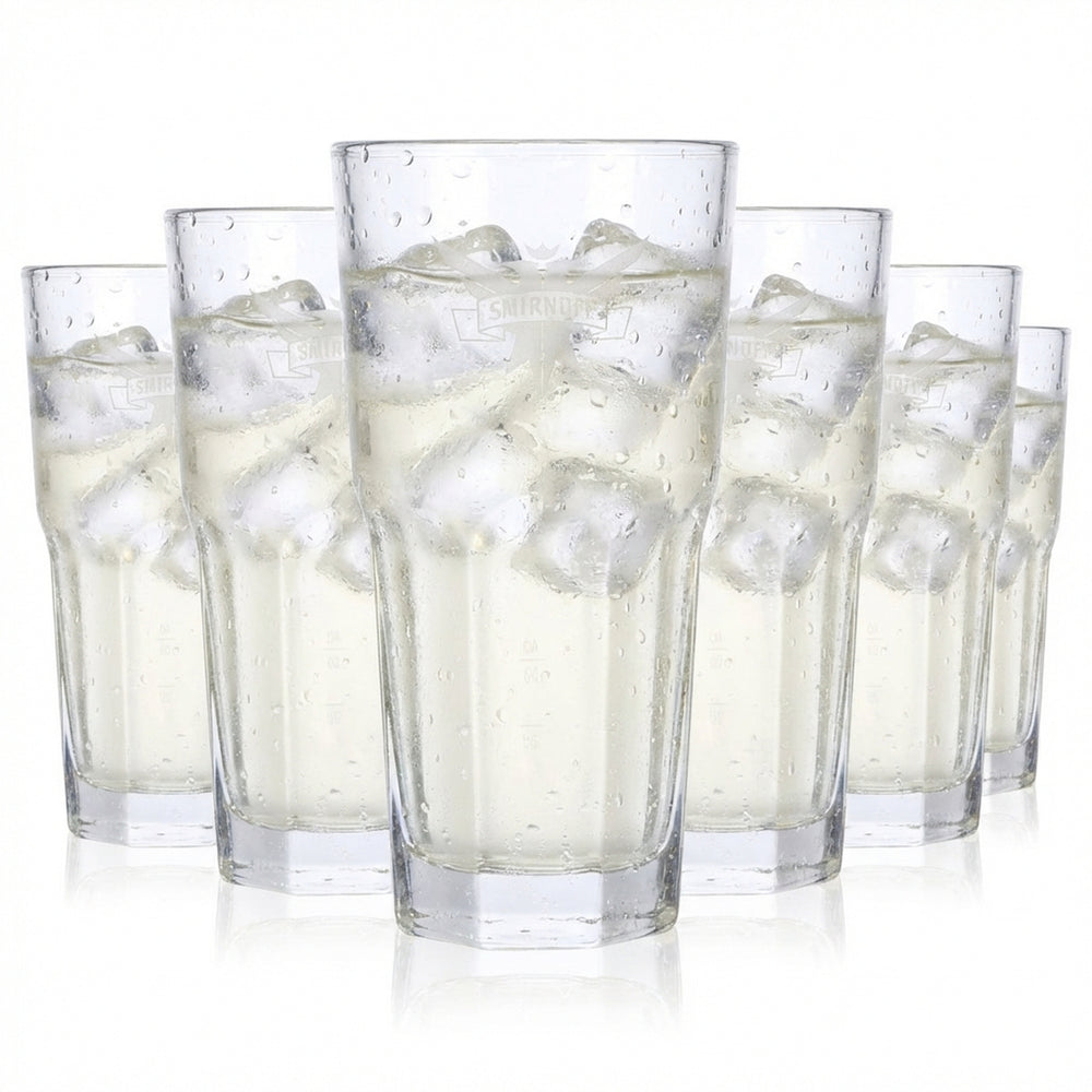 6x Smirnoff Vodka Szklanki do wódki 0,3 l Szklanki do long drinków Logo Satynowane