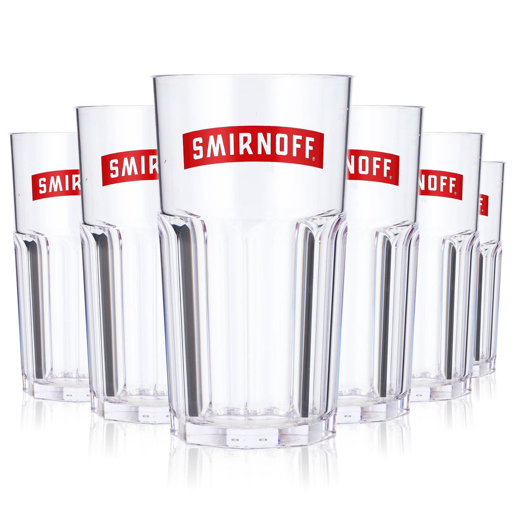 6x Smirnoff  Wódka Kubki wielokrotnego użytku Kubki imprezowe Akryl/tworzywo sztuczne Czerwone logo