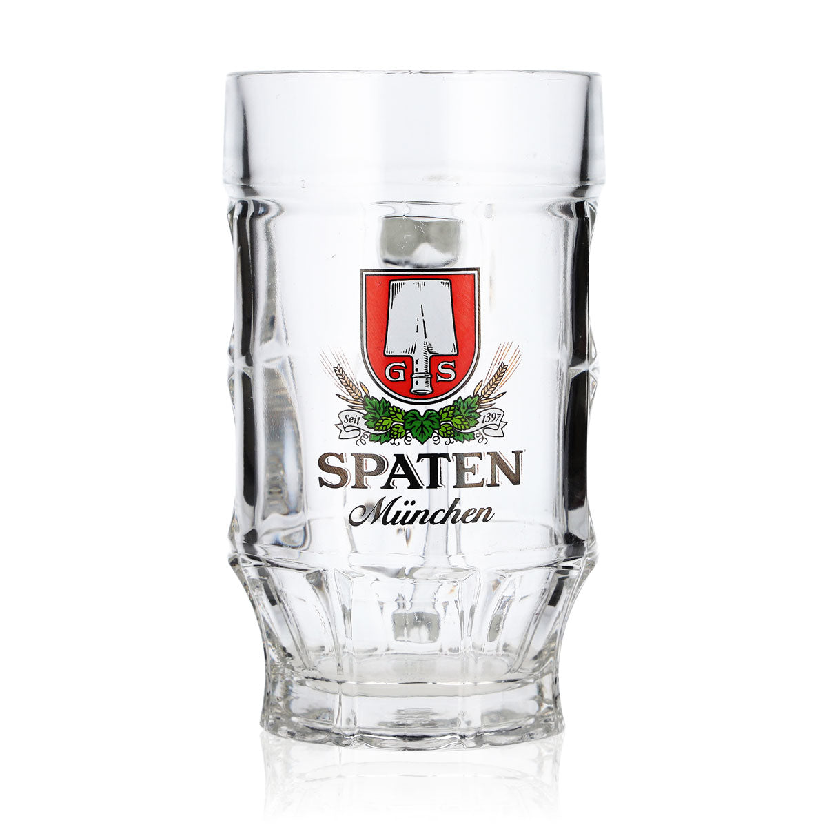 6 szt. szklanek piwnych typu „Spaten” o pojemności 0,3 l, kufle piwne, kubki piwne, kufle z konturowym profilem „Monachium” – towar z drugiej ręki – Widok 2