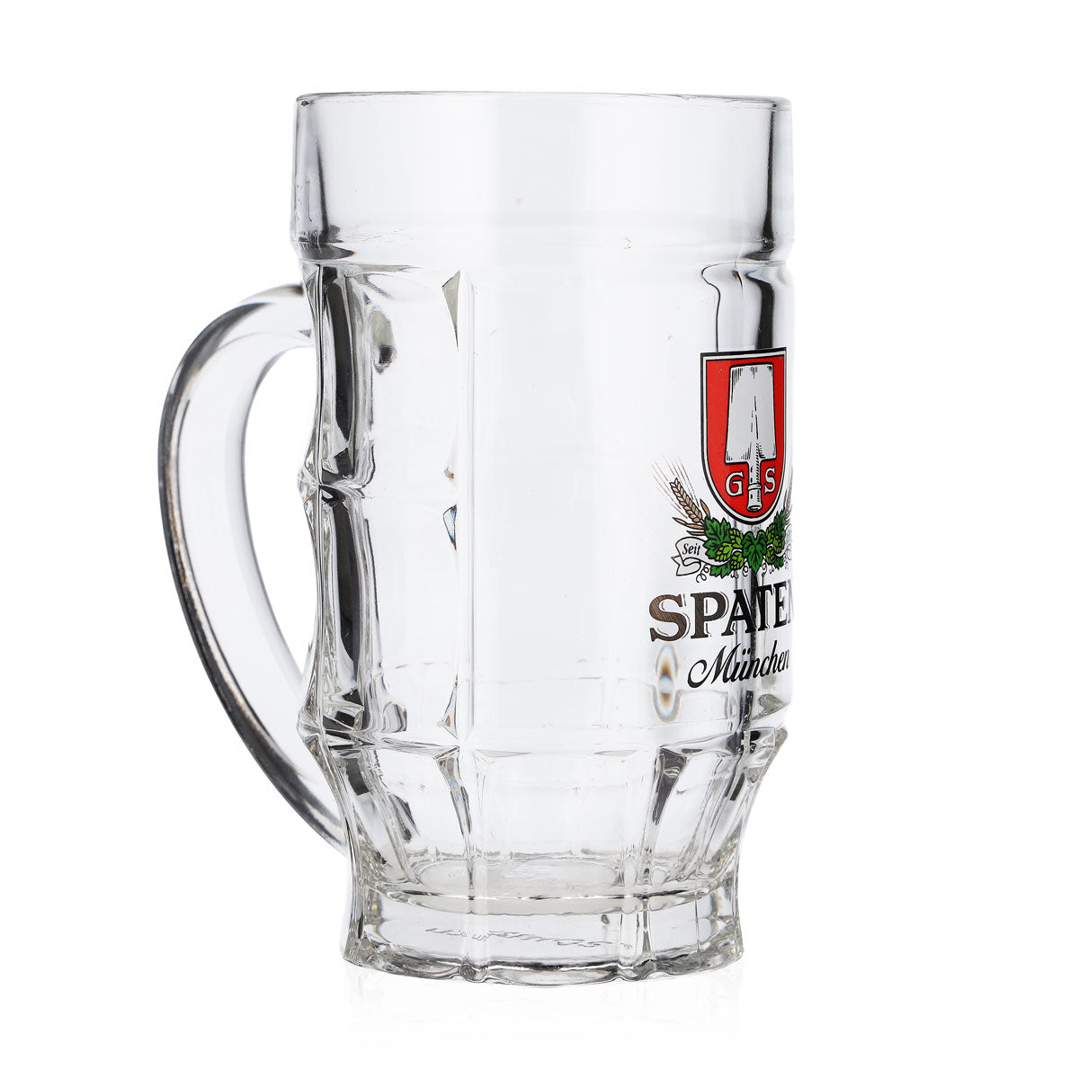 6 szt. szklanek piwnych typu „Spaten” o pojemności 0,3 l, kufle piwne, kubki piwne, kufle z konturowym profilem „Monachium” – towar z drugiej ręki – Widok 3