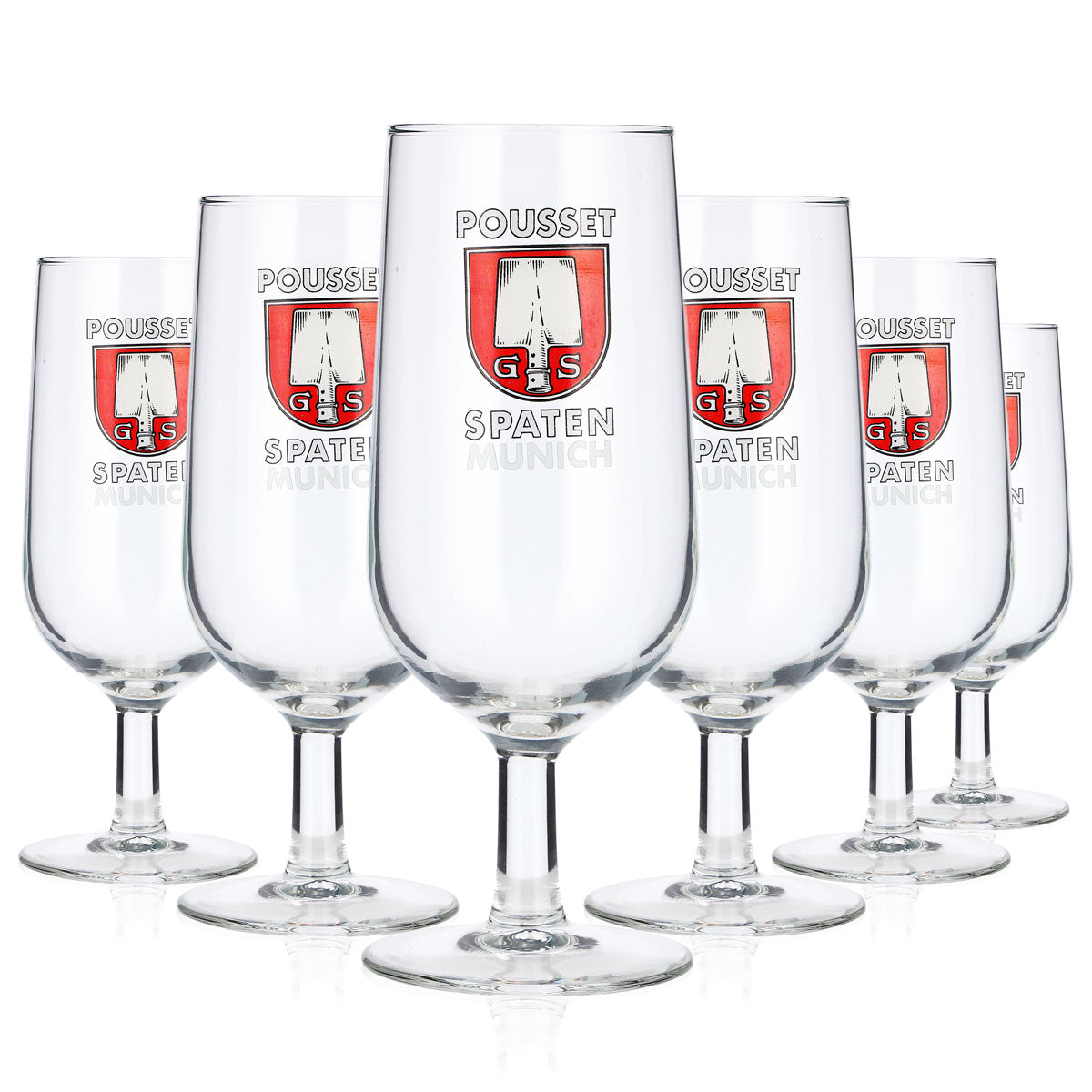 6 szt. szklanek do piwa Spaten o pojemności 0,3 l, model „Pousset Spaten Munich”