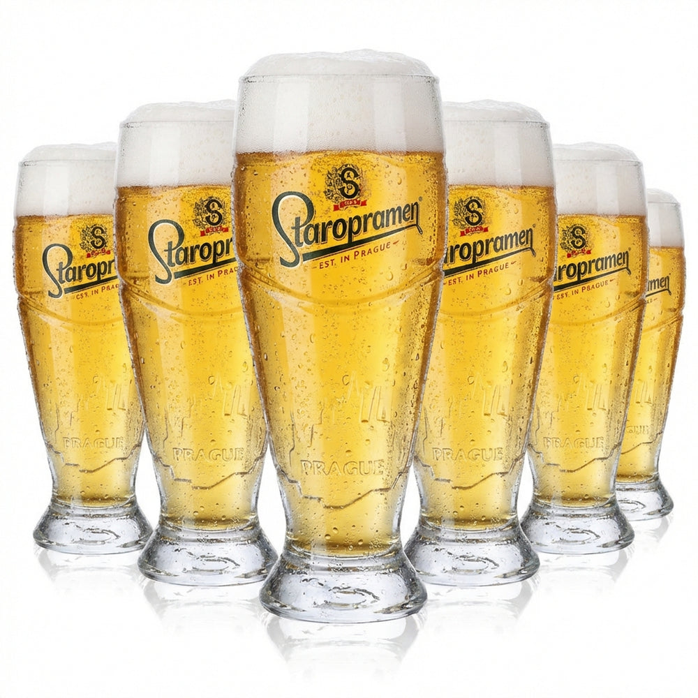 6x szklanki Staropramen Relief Szklanka pucharowa 0,3 l Szklanki Pragi Skyline