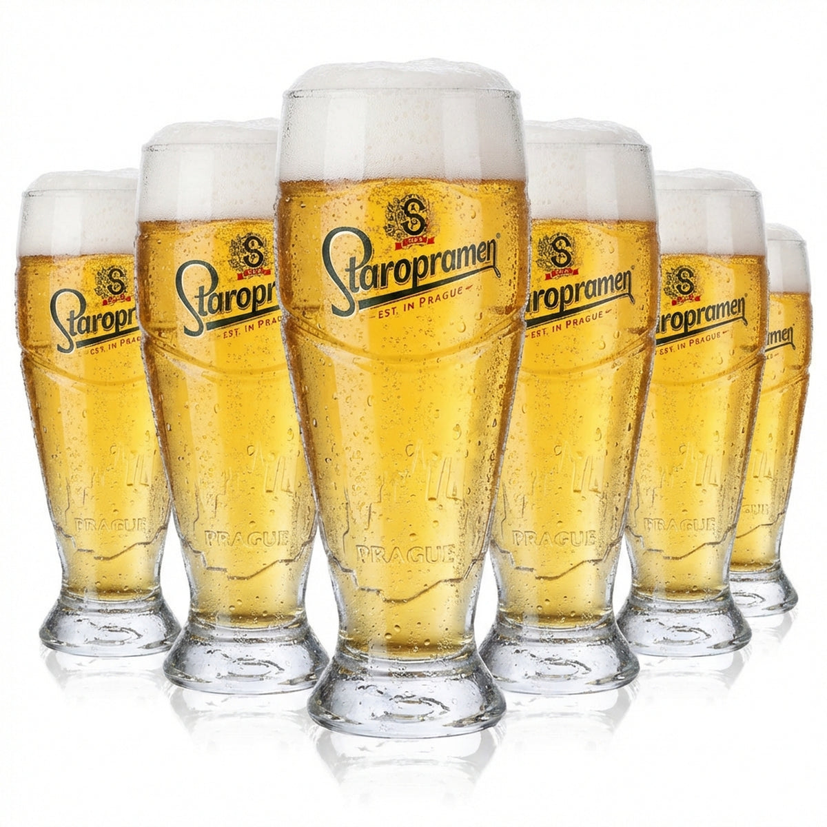 6x szklanki Staropramen Relief Szklanka pucharowa 0,3 l Szklanki Pragi Skyline