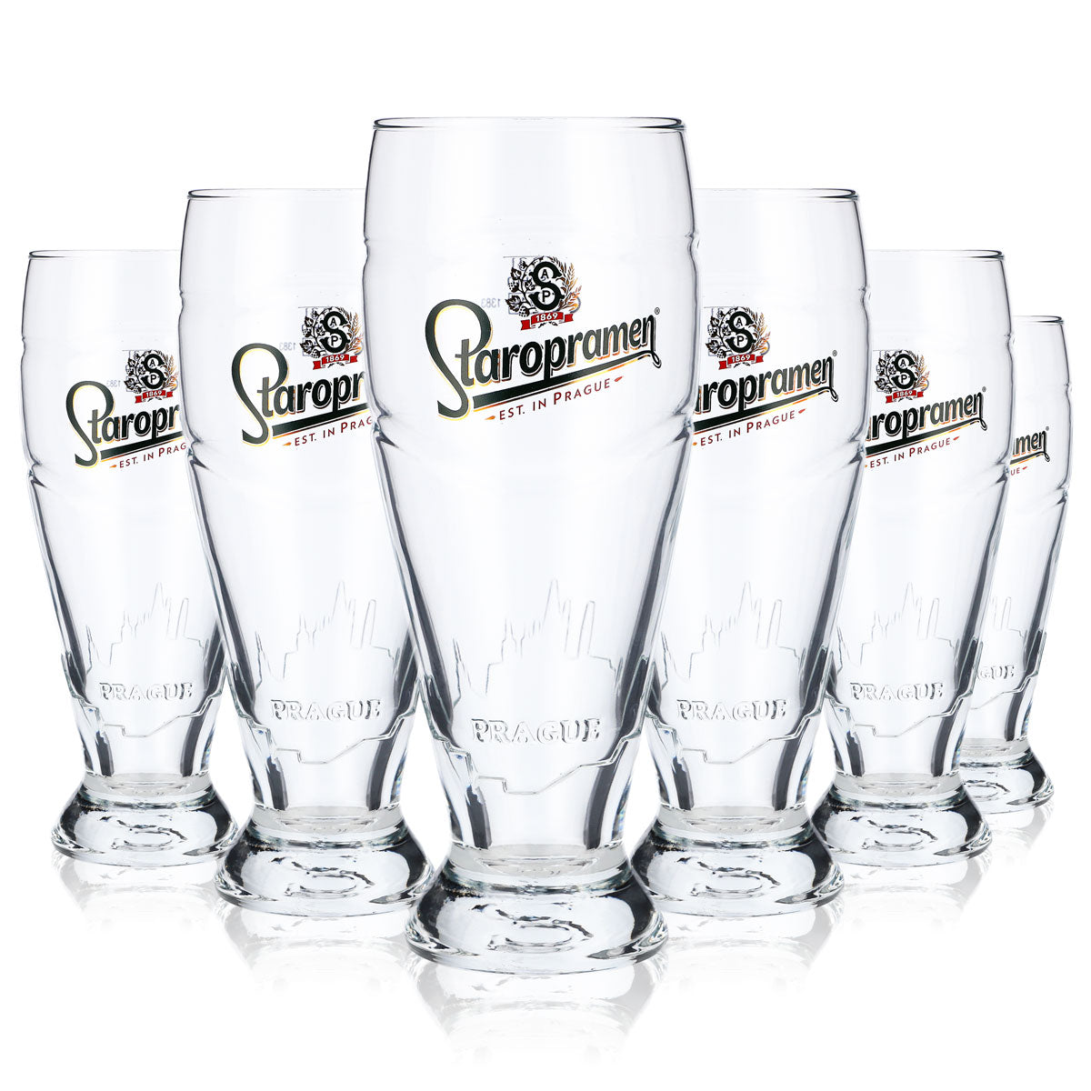 6x szklanki Staropramen Relief Szklanka pucharowa 0,3 l Szklanki Pragi Skyline – Widok 5