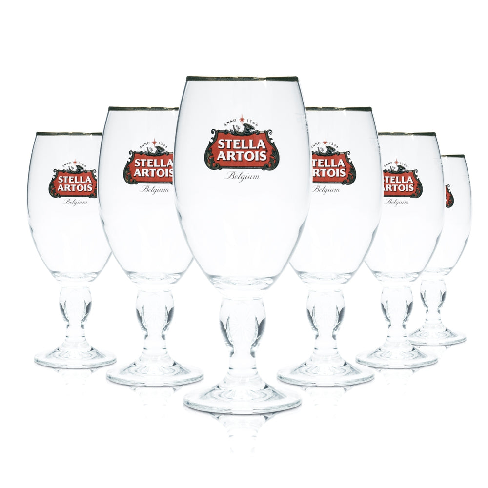 6x Stella Artois szklanka do piwa 0.33l kielich tulipanowy szklanki barowe ze złotym brzegiem