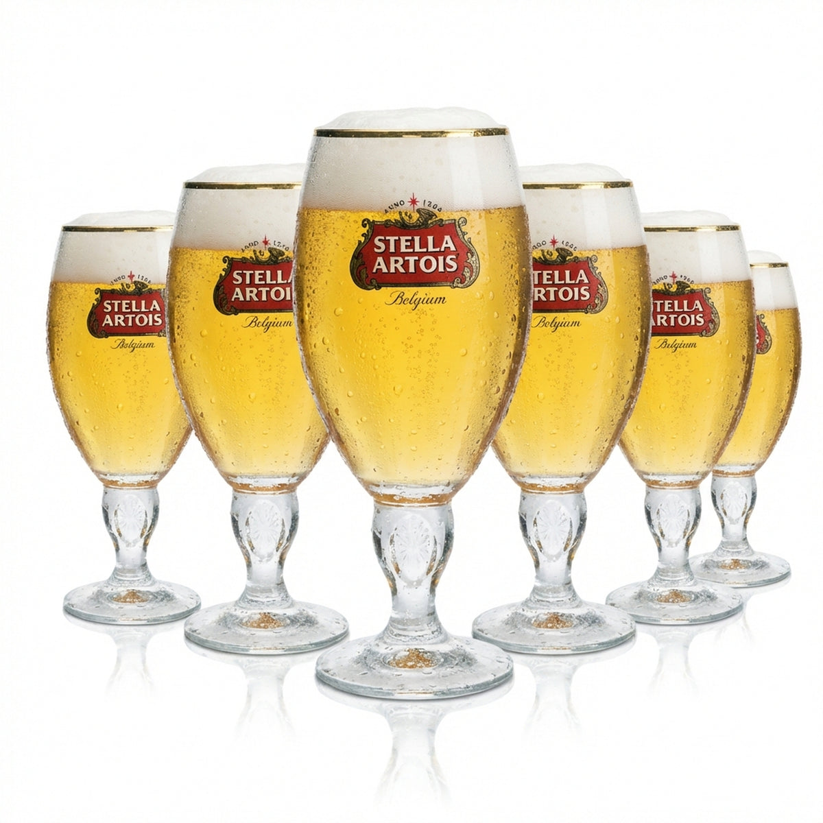 6x szklanka do piwa Stella Artois 0,5l kielich puchar tulipan złota obręcz wzór szklanki nóżka Piwo