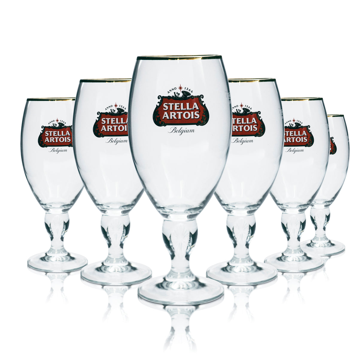 6x szklanka do piwa Stella Artois 0,5l kielich puchar tulipan złota obręcz wzór szklanki nóżka Piwo – Widok 5
