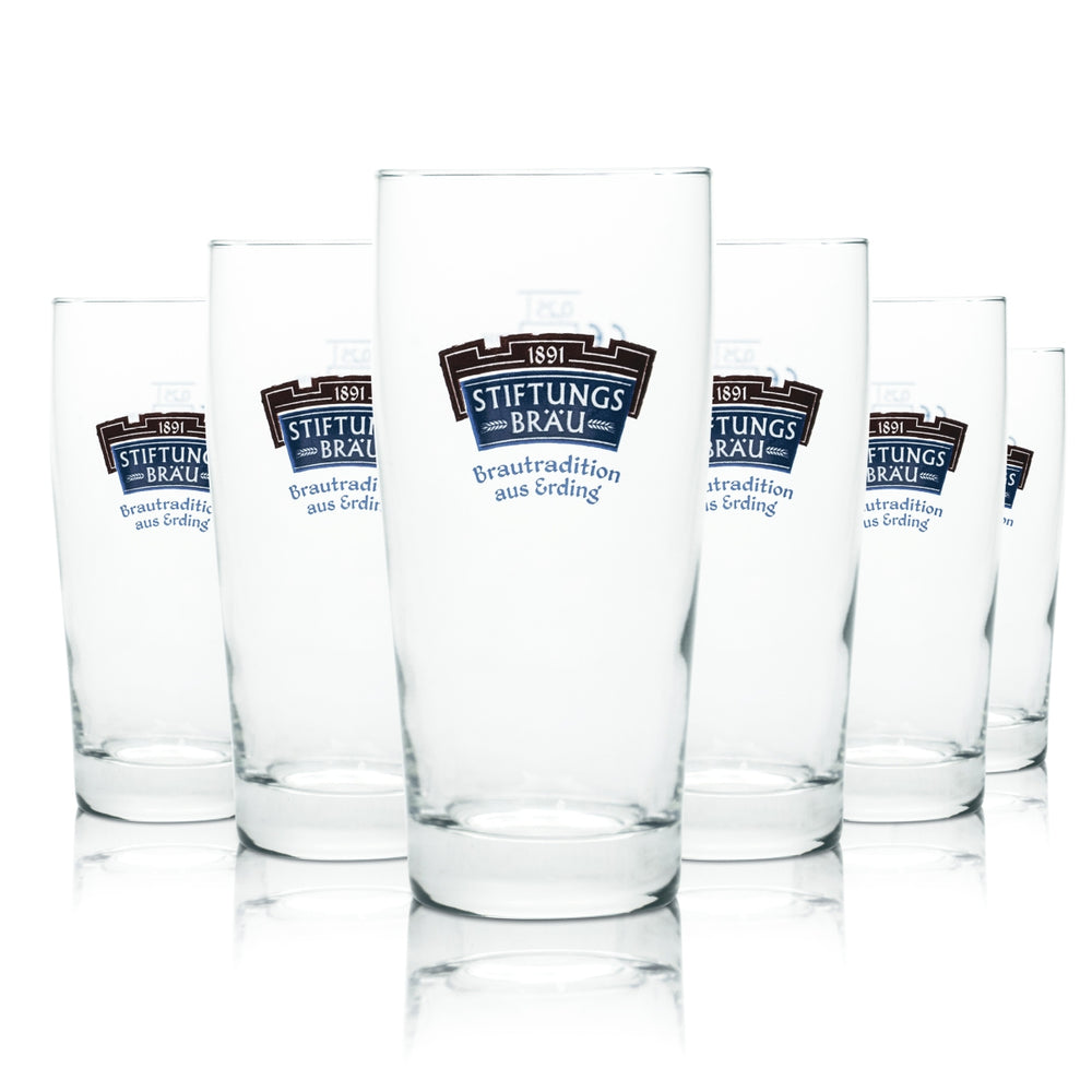 6x szkło Stiftungsbräu 0,25l kufel do piwa szklanki Pils Stange kubek browar Erding