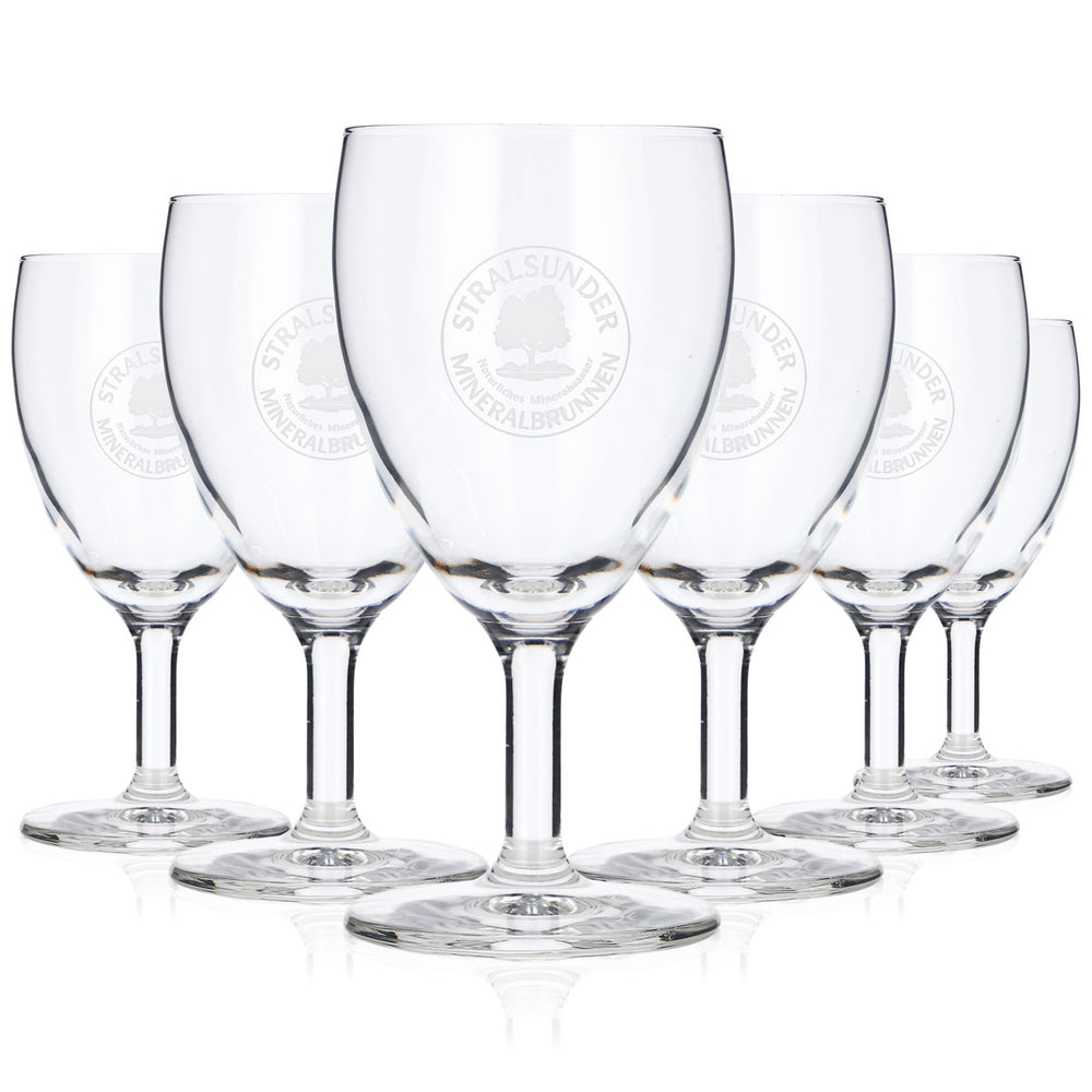 6x szklanki Stralsunder Glas 0,16 l do wody mineralnej gazowanej lub sodowej, zestaw szklanek gastronomicznych