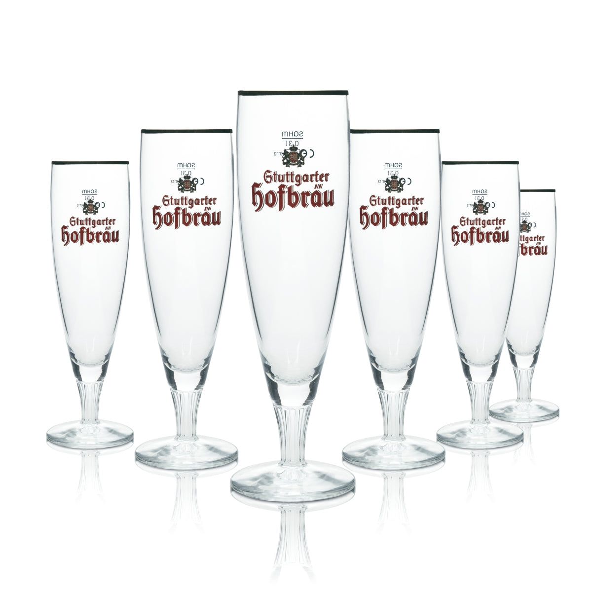 6x Szklanka do piwa Stuttgarter Hofbräu 0,3l Tulip Gold Rim Sahm Goblet Szklanki do piwa browarniczego