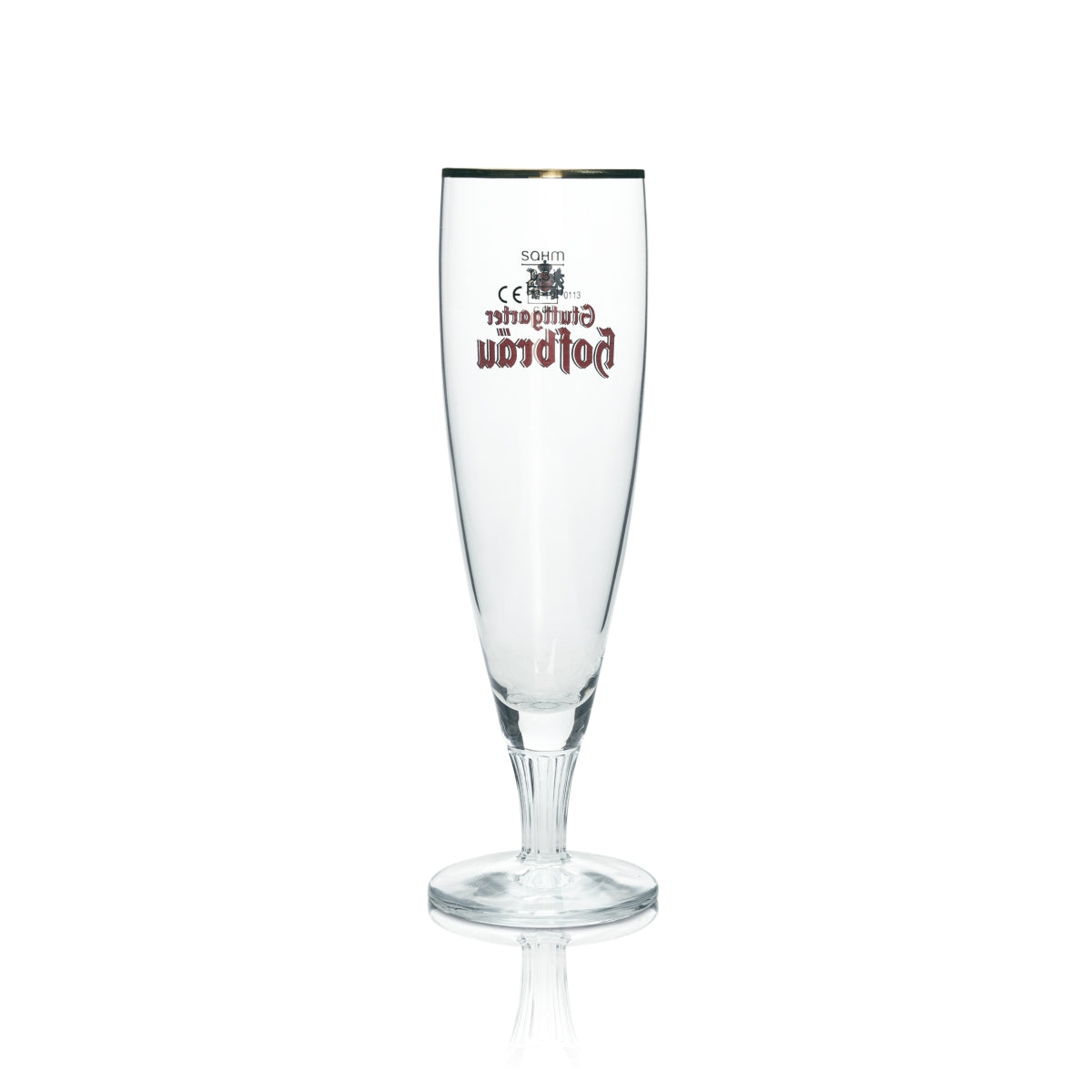 6x Szklanka do piwa Stuttgarter Hofbräu 0,3l Tulip Gold Rim Sahm Goblet Szklanki do piwa browarniczego – Widok 3