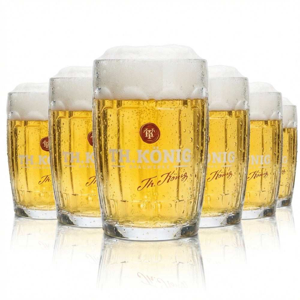 6x Theodor König Szklanka do piwa 0,3 l Kufel Humpen Seidel Kontur Relief Szklanki Zwickl